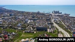 Город Бердянск Запорожской области, расположенный на побережье Азовского моря, 30 апреля 2022 года